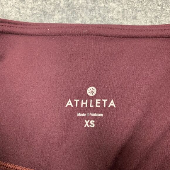 Athleta Tights Womens XS Extra Small Burgundy High Rise Peekaboo 7/8 Pull On - Picture 4 of 14